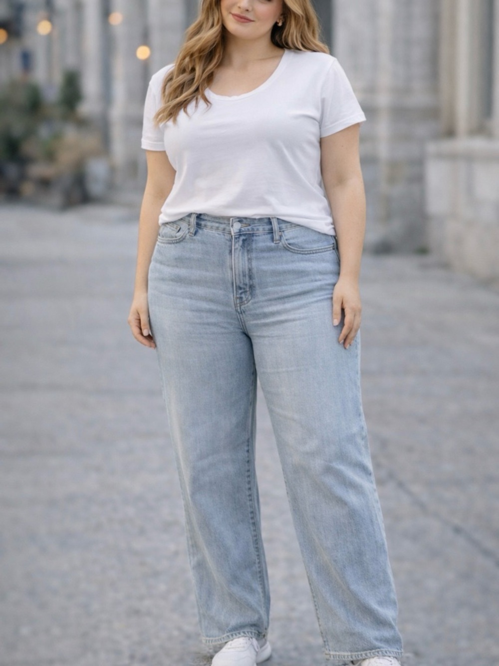 Womens Light Wash Wide Leg Jeans Size 16 High Rise Relaxed Fit Denim